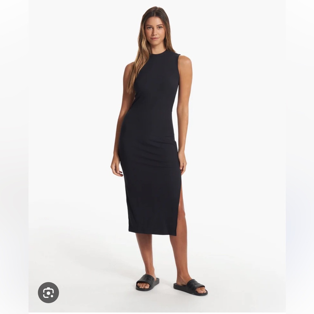 Vuori Pose Sands Midi Tank Dress Sz Large Black NEW WITH TAGS
